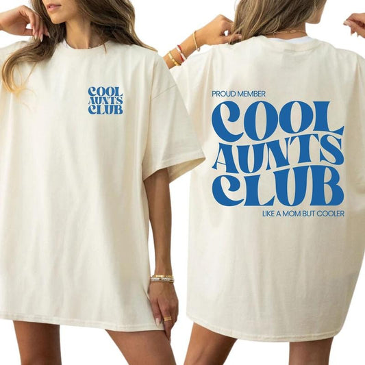 Cool Aunts Club Shirt, Cool Aunt Graphic Printed T-shirt, Promoted To Aunt Shirt, Future Aunt Gifts, Sister Gifts, New Aunt Tee Shirt Cotton Fabric Comfort Fit, Auntie Shirt Women's Top Womenswear Chic Style