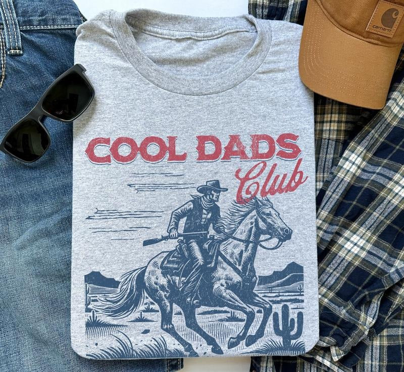 Cool Dads Club Shirt, Cowboy T-Shirt, Funny Husband Shirt, Gift for Him, Father's Day Gift, Daddy Shirt, Dad to Be Gift Classic Cotton