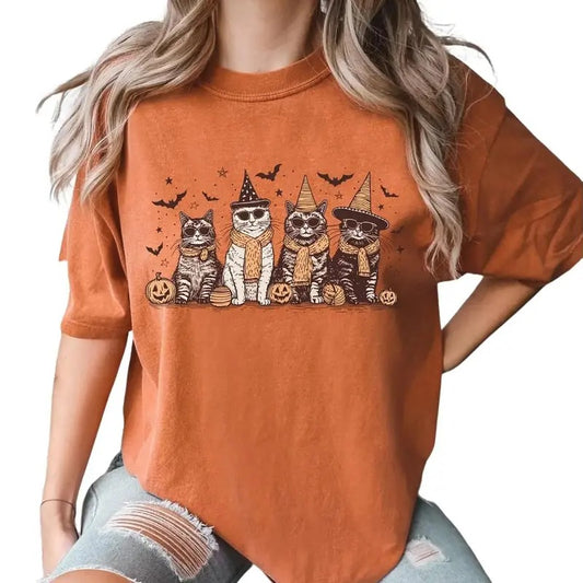 Cool Halloween Cats Shirt, Halloween 2024 Comfort Colors T-Shirt, Funny Halloween Shirt, Gift for Daughter, Gift for Her