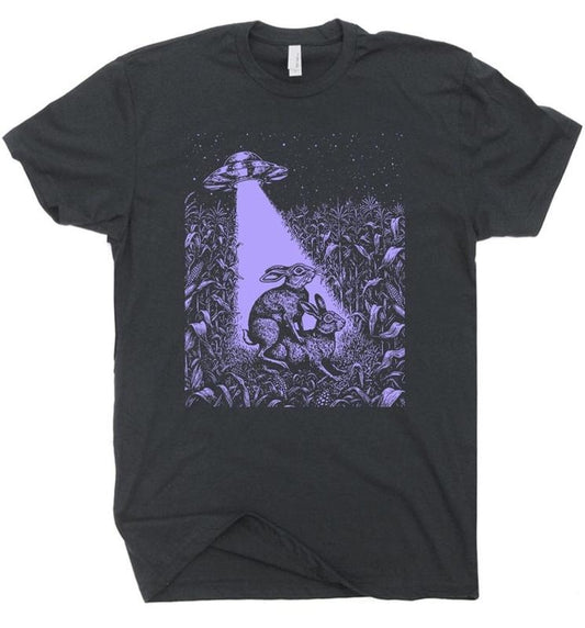 Cool Ufo T Shirt Funny Alien Shirt Ufo Cow Abduction Shirt Crazy Bad Vintage Bunny Graphic Tee Flying Saucer vintage graphic tees