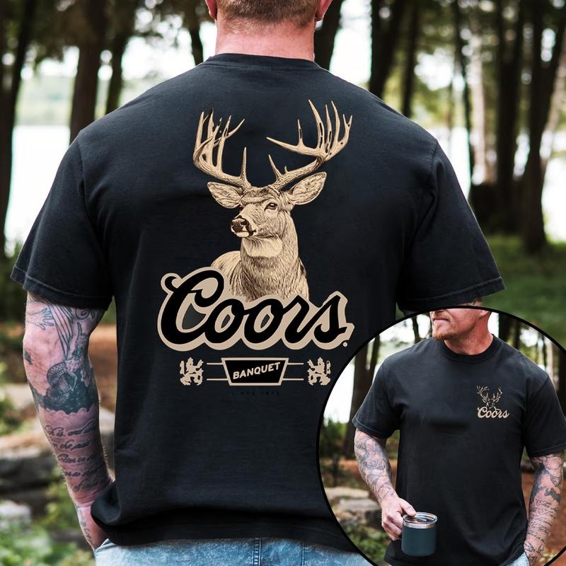 Cooors Whitetail Buck T-Shirt, Casual Outdoor Shirt, Hunting Tees, Mens Clothing, Menswear Tops