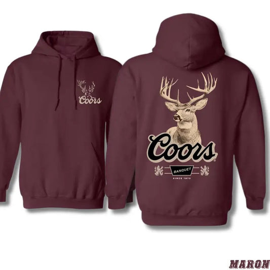 Coors Banquet Deer Hoodie - Vintage Hunting & Beer Sweatshirt - Outdoor Western Style