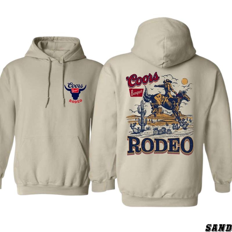 Coors Banquet Rodeo Hoodie - Classic Bull Riding Design, Perfect for Rodeo Fans, Ideal for Casual Wear, Comfortable and Stylish, Hoodie For Men, Hoodie For Women Casual Sweater Menswear Tops