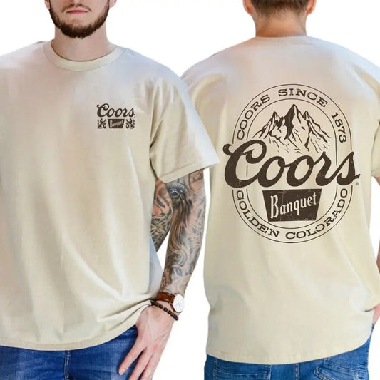 Coors Banquet T-Shirt - Classic Heritage Design with Bold Logo Graphics, Perfect for Beer Enthusiasts and Retro Western Style Fans, Unisex Tee for Everyday Comfort and Golden Colorado Roots