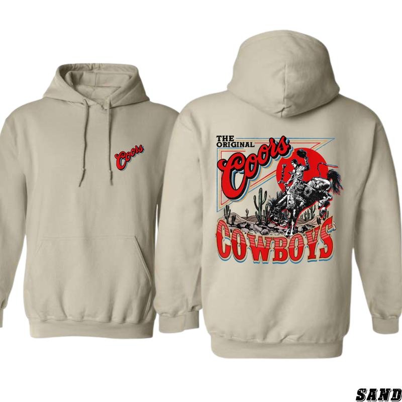 Coors Cowboys Hoodie - Original Western Rodeo Design, Perfect for Cowboy Fans, Ideal for Casual Wear, Comfortable and Stylish, Hoodie For Men, Hoodie For Women Casual Sweater Menswear Tops