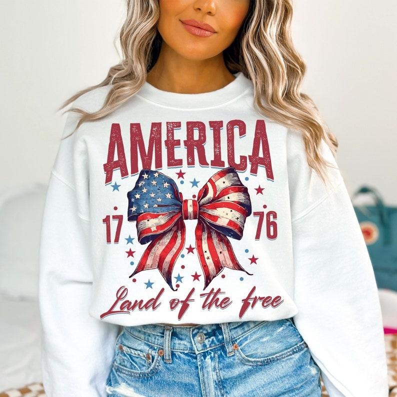 Coquette 4th Of July 4th Of July America Coquette bow Fourth of July America Flag Independence Day  T-shirt, sweater and Hoodie