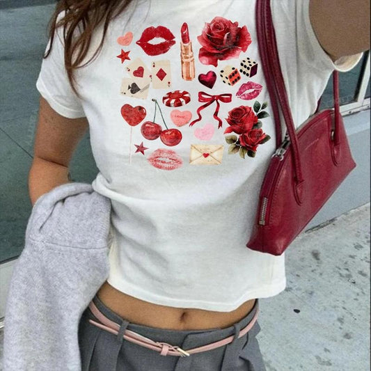 Coquette Bow Graphic Baby Tee, Coquette Y2k Baby Tee, Pinterest Baby Tee, Graphic Cherry T-Shirt, Gift For Her