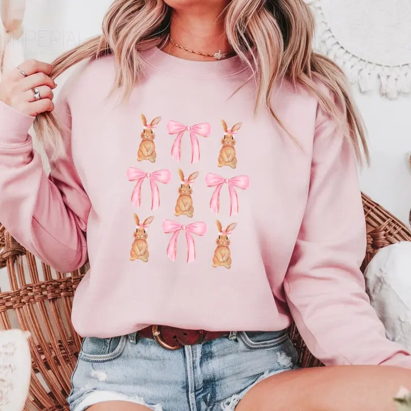 Coquette Bunny Collage Printed Sweatshirt, Bunny Collage Sweatshirt, Coquette Bunny Collage Sweater, Printed Comfort Colors T-Shirt, Full Color Print