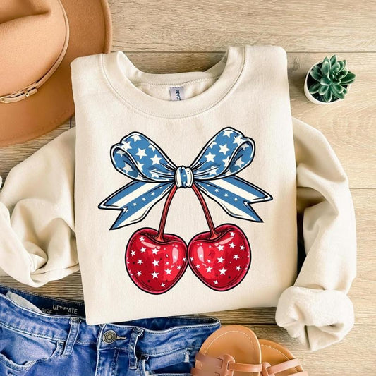 Coquette Cherry Bow USA  Shirt, Retro America Shirt, 4th Of July , 4th Of July Sublimation Design, America , Patriotic , Digital Download, America Png, 4th Of July Png, Coquette Bow, USA Flag , Cherry , Trendy , Sublimation Designs