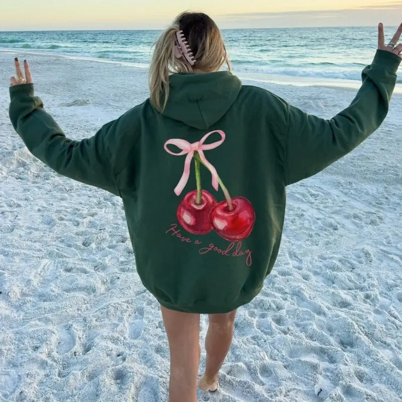 Coquette Cherry Hoodie Have A Good Day Hoodie Words On Back Coquette Bow Hoodie Trendy Ribbon Hoodie Cute Coquette Pullover Hoodie  T-shirt, sweater and Hoodie