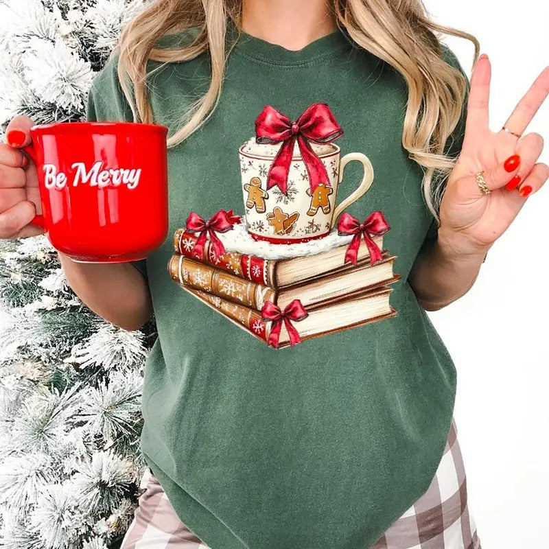 Coquette Christmas Books Shirt, All Booked For Christmas Sweatshirt, Christmas Books Hot Cocoa Shirt, Bookish Sweatshirt, Book Lover Christmas Gift, Booktok Christmas Sweatshirt, Bookworm Christmas, Book Lover Gift