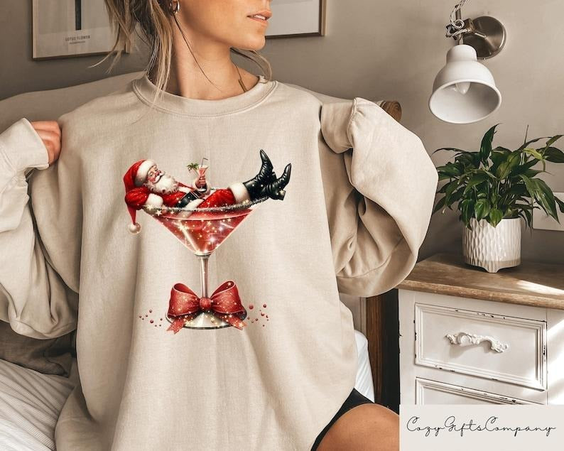 Coquette Christmas Drink Sweatshirt, Christmas Drink Hoodie, Christmas Martini Sweater, Christmas Social Club Sweatshirt, Christmas Gifts