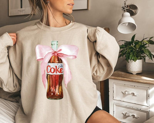 Coquette Coke Zero Sweatshirt, Diet Coke Bow Shirt, Diet Coke Lover Sweater, Y2k Crewneck, Bottle With A Bow Soft Girl Shirt, Funny Coke Gift