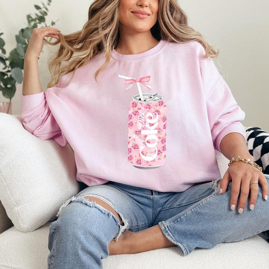 Coquette Coke Zero Sweatshirt, Floral Diet Coke Bow Shirt, Diet Coke Lover Sweater, Y2k Crewneck, Bottle With A Bow Soft Girl Shirt