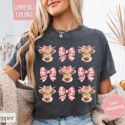 Coquette Cow Shirt Comfort Colors,  Farm Tee, Women's Graphic Tshirt