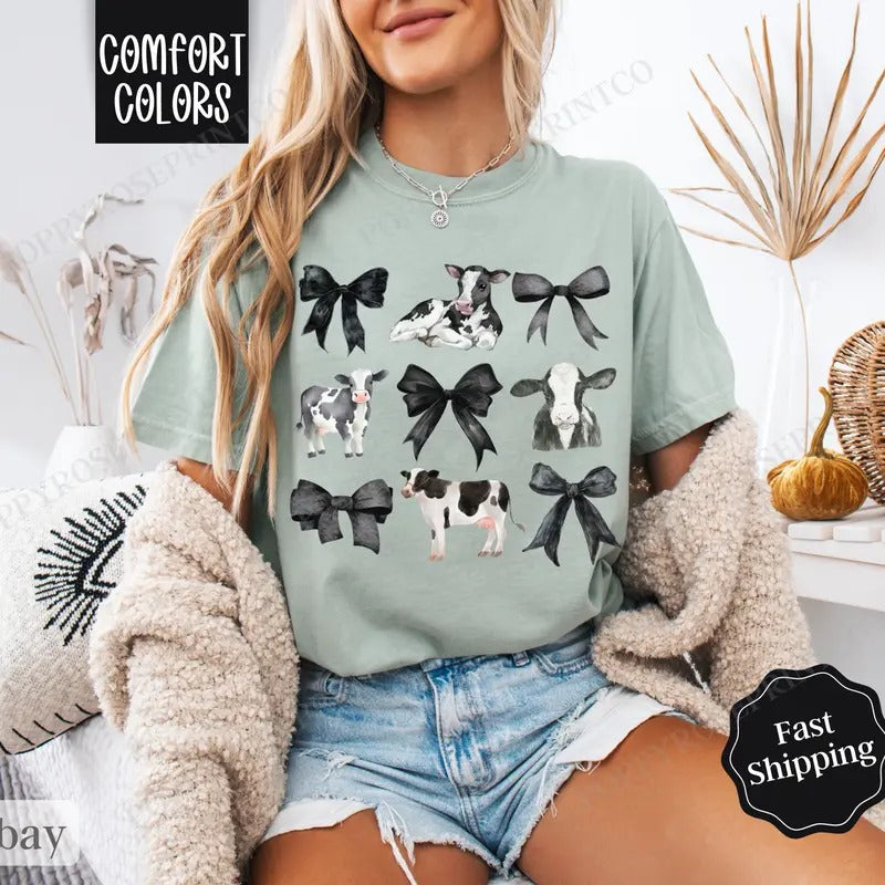 Coquette Cow Shirt Comfort Colors,  Farm Tee, Women's Graphic Tshirtstyle{n002}2