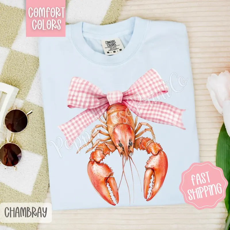 Coquette Crawfish Comfort Colors Tshirt, Southern Girl Tee, Girly Aesthetic Shirt