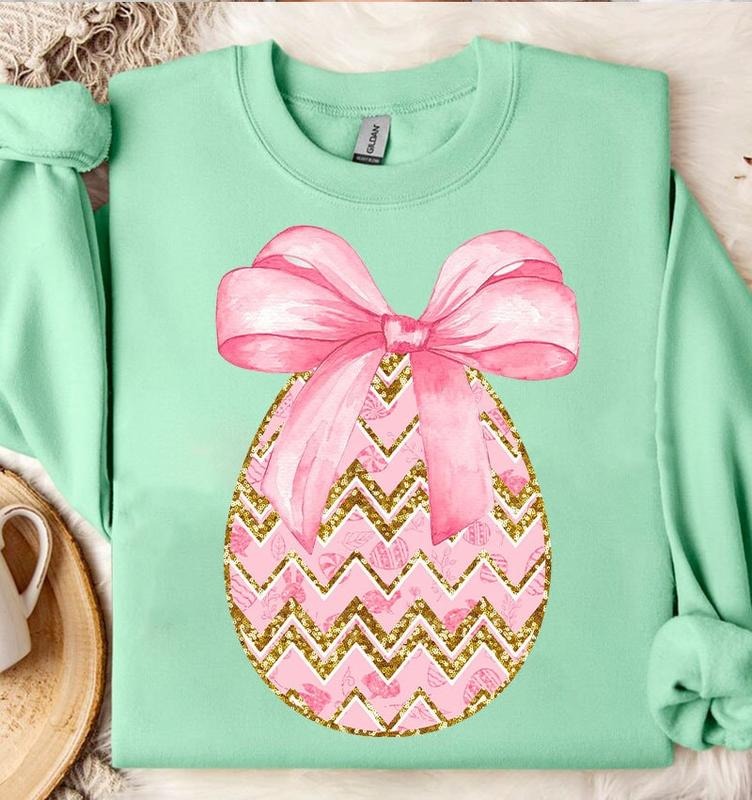 Coquette Easter Eggs Sweatshirt, Easter Vibes, Happy Easter Sweatshirt, Easter Shirt Sweater Gift, Gifts For Family...