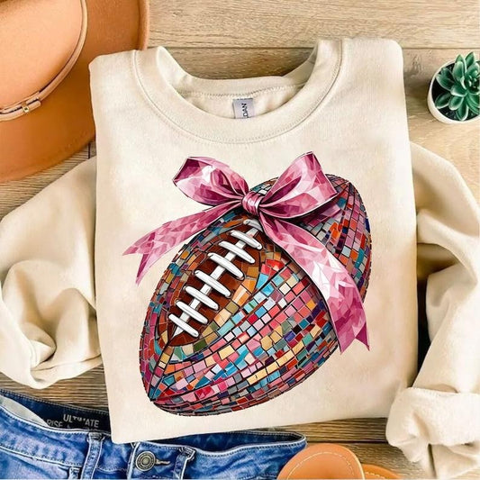 Coquette Football Bow , Football Mom Game Day,  Sports Sweatshirt