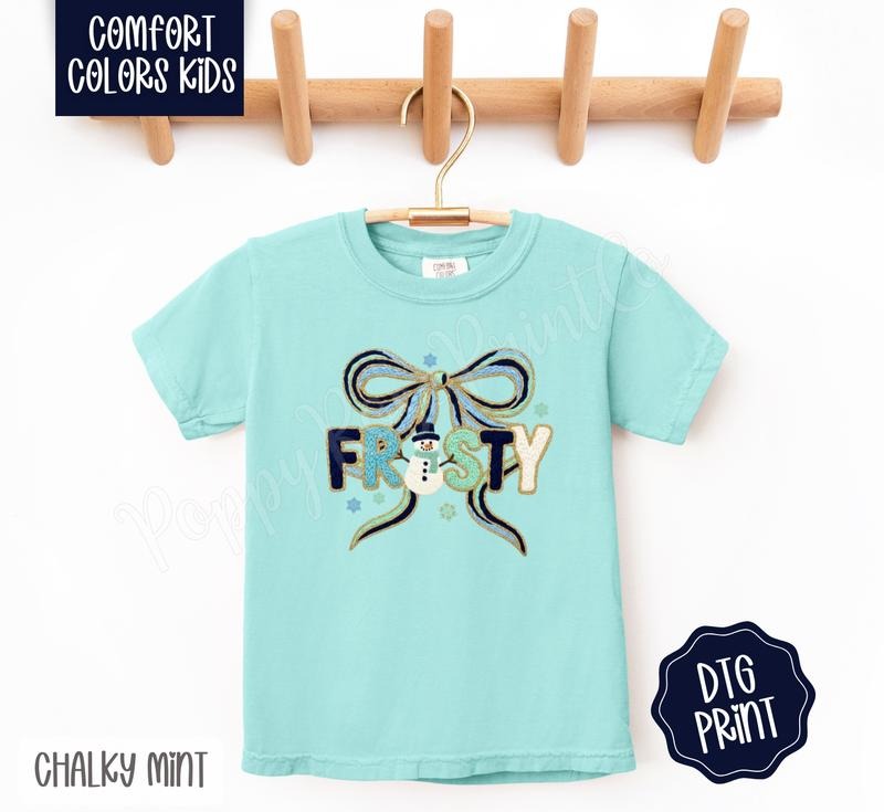 Coquette Frosty Youth Comfort Colors Tshirt, Christmas Tee for Kids Hoodie, Sweatshirt | WearSparks.com