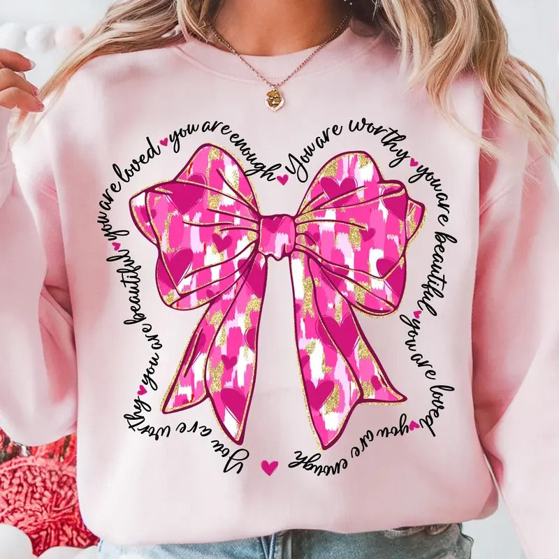 Coquette Glitter Valentine Heart T-Shirt, Brushstroke Valentine's Day Sweatshirt, Romantic Valentine Crewneck, Glitter Holiday Clothing