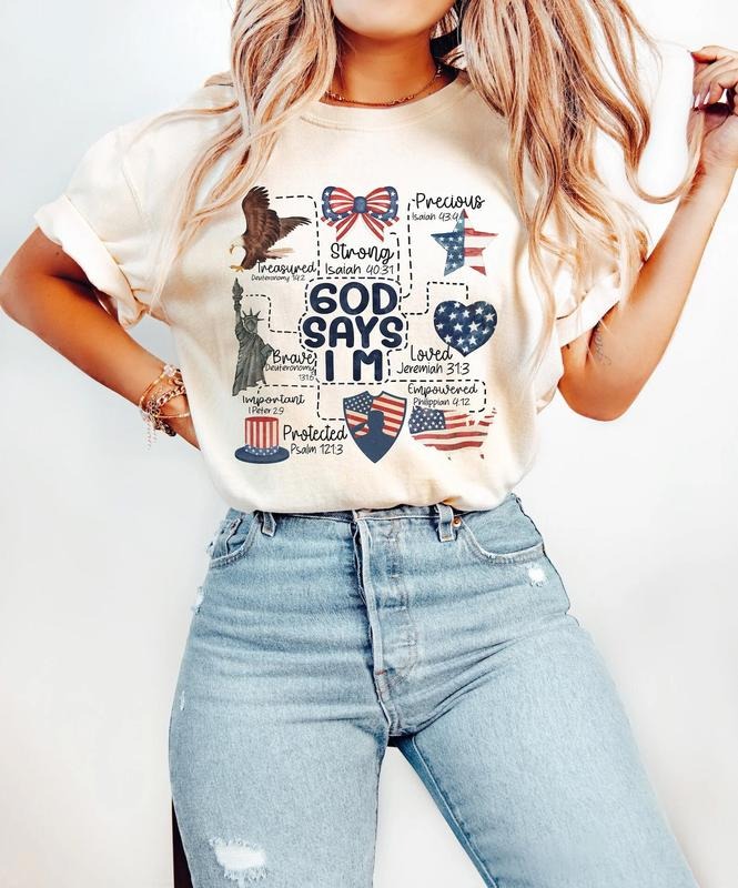 Coquette God Says I Am 4th of July shirt, 4th of july shirt, Christian 4th of july shirt, America shirt,Blessed shirt,Independence Day shirt Trending Funny Quote Shirt