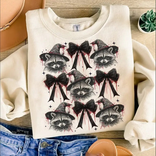 Coquette Halloween Sweatshirt, Funny Halloween Shirt, Funny Raccoon Sweatshirt, Raccoon Halloween Shirt