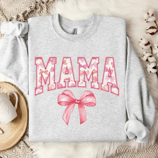 Coquette Mama Pink Bow Sweatshirt, Coquette Bow Mama T-Shirt, Coquette Pink Bow Mom Shirt, Cute New Mom Tee Shirt, Mom Life Shirt, Gift For Mother's Day