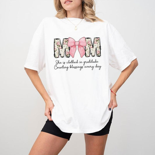 Coquette Mom Shirt, Pink Bow Shirt, Floral Shirt For Mom, Pink Mom T-shirt, Wildflowers Mom Shirt, Shirt For Women, Mom Coquette Bow Shirt, Mother's Day Shirts, Christian Mom Shirt, Women Tops, Cute Tee For Mom Casual Comfort Womenswear