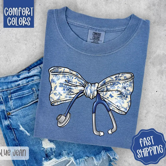 Coquette Nurse Bow Shirt Comfort Colors, RN Shirt, Gift for Nurse