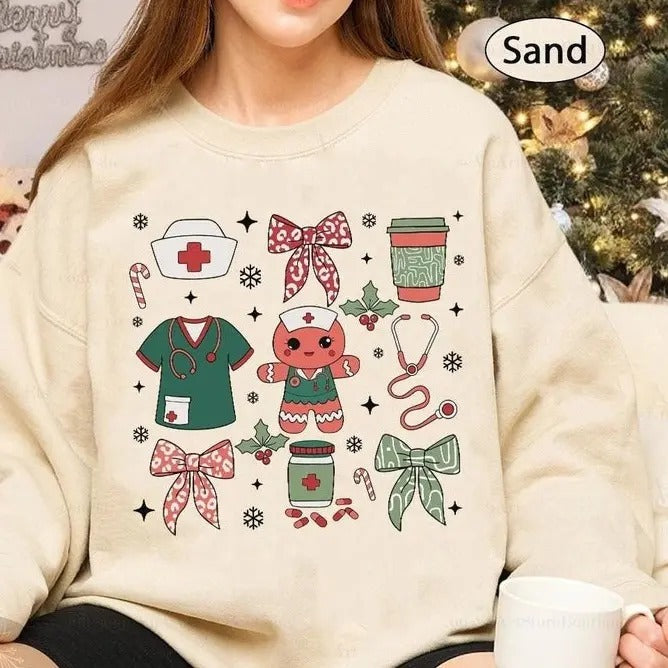 Coquette Nurse Shirt, Christmas Nurse Shirt, Funny Nurse Christmas Gift for Nurse, RN CNA Emergency Department Medical Team Shirt Nurse Xmas