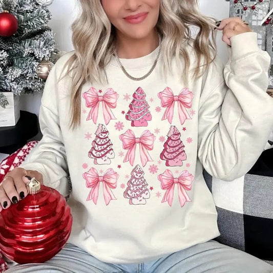 Coquette Pink Christmas Sweatshirt, Pink Bow Christmas Tee Shirt, Pink Santa Claus Sweater, Holiday Santa Claus T-Shirt, Holiday Gift