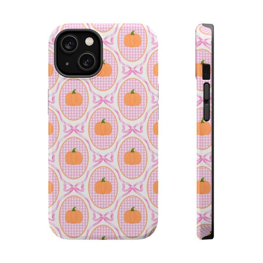 Coquette Pumpkin Phone Case, Cute Fall Phone Cover Mag Safe Compatible, Magnetic Tough Cases