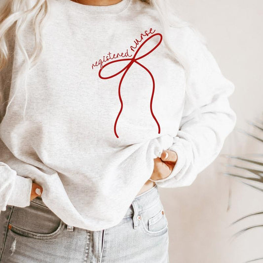 Coquette Registered Nurse Bow Sweatshirt, Gift For RN Nurse Shirt, Nurse Bow Crewneck Women, Nurse Week Shirt, Nurse Appreciation Shirt, Nurse Shirt, Nursing Tee, Nurse Graduation Giftstyle{n002}2
