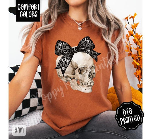 Coquette Skull Shirt Comfort Colors, Trendy Halloween Tshirt