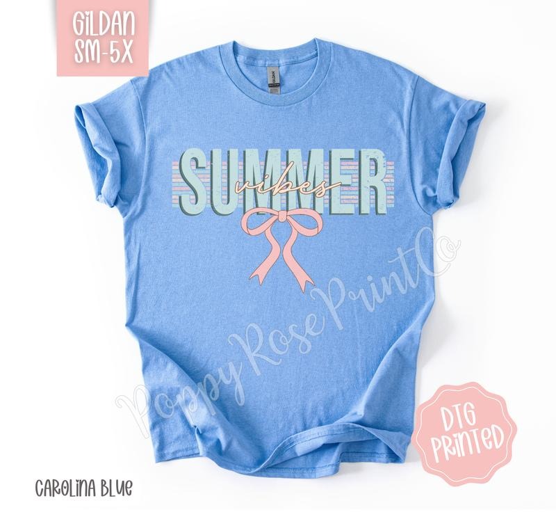 Coquette Summer Vibes Gildan Tshirt, Cute Summer Shirt, Girly Beach Tee