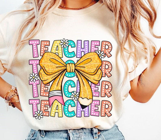 Coquette Teacher Tshirt, Back to School Tee, Teacher Appreciation Shirt, First Day of School T-Shirt