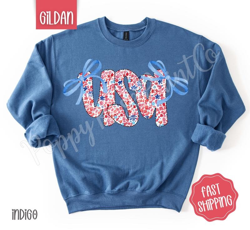Coquette USA Sweatshirt, Cute American Sweater, Girly Fourth Of July Crewneck