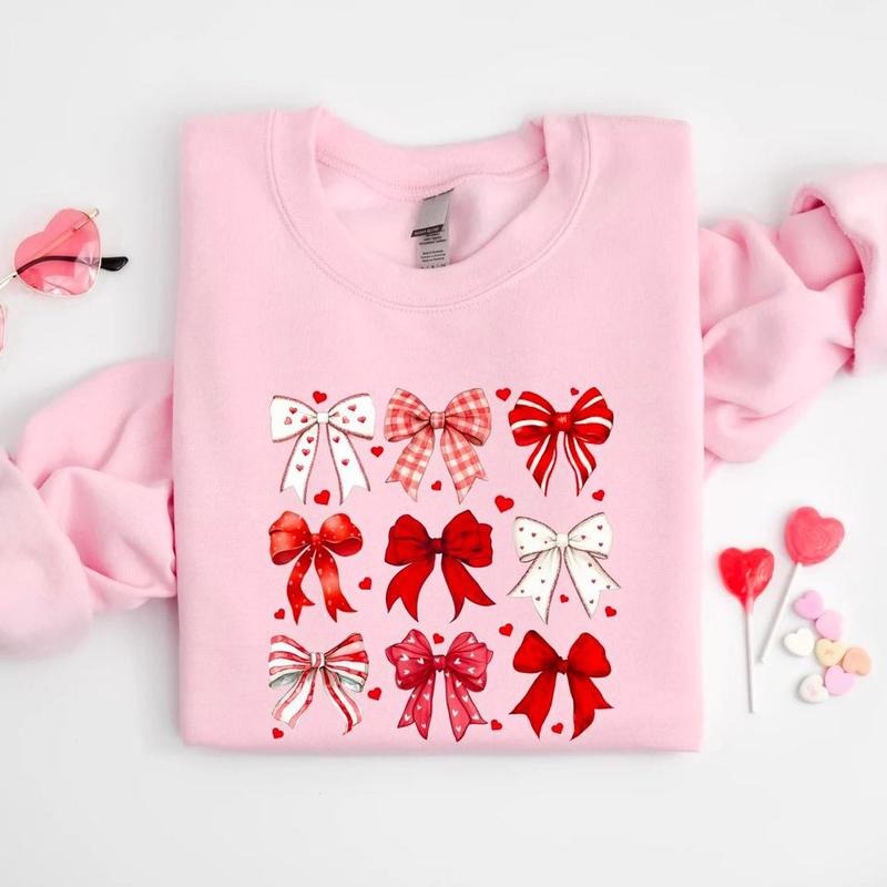 Coquette Valentine Heart Bow Sweatshirt, Retro Valentine Shirt, Valentines day Bow Sweatshirt, Coquette Sweatshirt, Bow Valentine Sweater