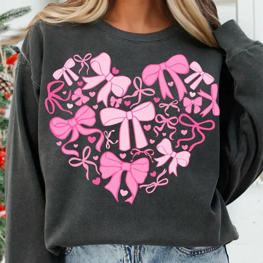 Coquette Valentine Heart Sweatshirt, Valentine Shirt, Valentines Day Sweatshirt, Coquette Bow Heart Shirt, Pink Valentine Sweater, Love T-Shirt, Girly Hoodie