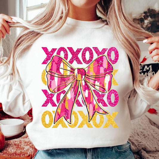 Coquette Valentine XOXO Sweatshirt, Glitter Valentine Hearts Sweatshirt, Retro Valentine Sweatshirt, Valentines Mama Sweatshirt, Brushstroke, Faux Sequin, Love Sweatshirt