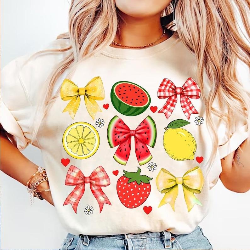 Coquette Watermelon Preppy Mama Lemon Bow Cute Strawberry Floral Everyday Preppy Summer Girly Summer Summer Vibes T-Shirt