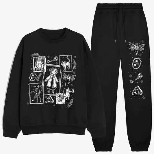 Coraline Dreaming Doodle Sweatshirt and Sweatpants, Coraline Fantasy movies tshirt, Horror Sweatcter Shirt, Halloween Sweatshirt Sweatpants set
