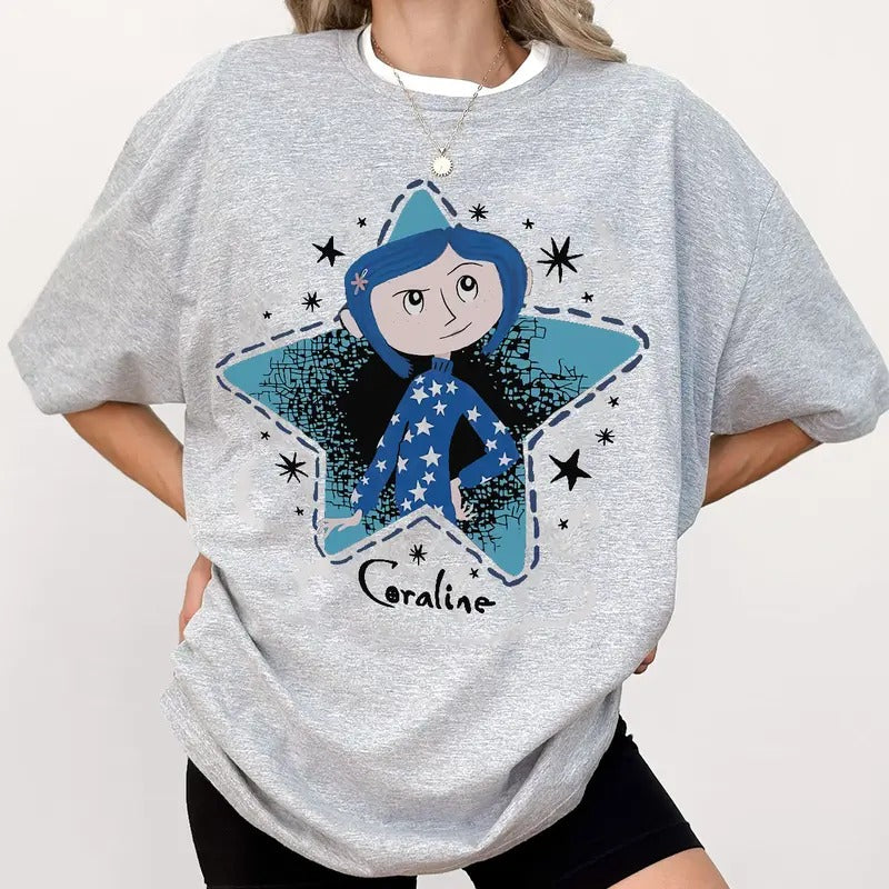 Coraline Stars Womens T-Shirt Plus Size, Movie Shirt, Trendy Sweatshirt, Gift for friend