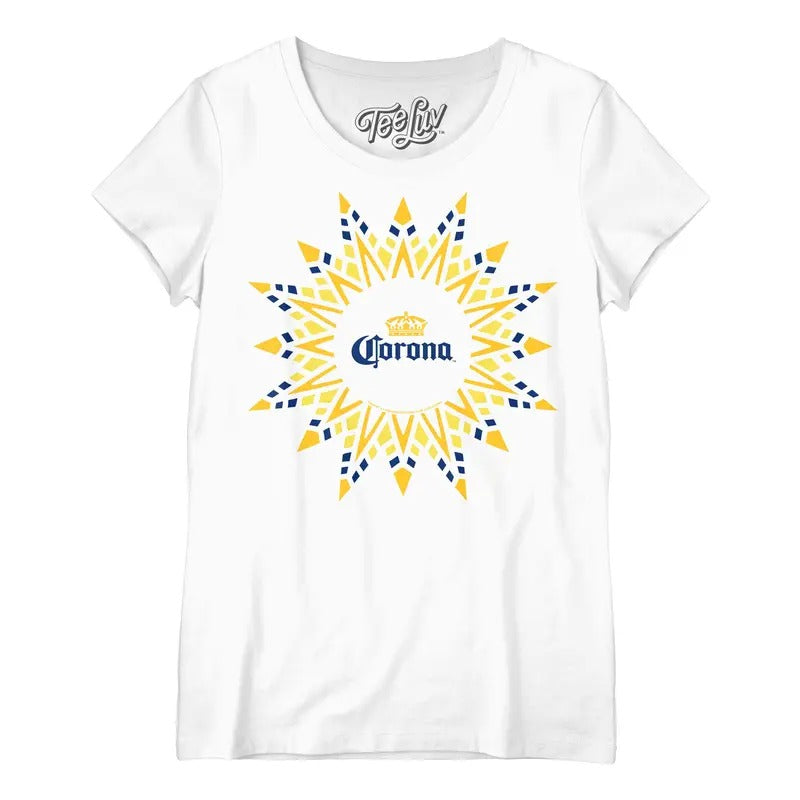 Corona Beer Sun Logo Women's Scoopneck T-Shirt - White
