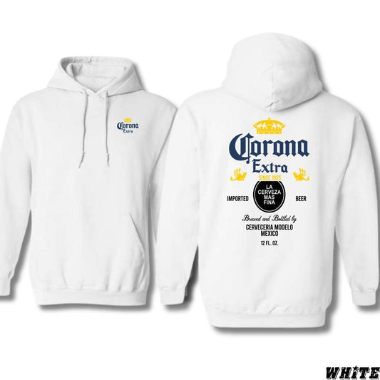 Corona Extra Hoodie - Beer Label Design Shirt - Trendy Hoodie for Men and Women Menswear Sweaters