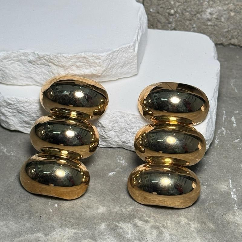 Cosmic Chrome Triple Layer Chunky Earrings