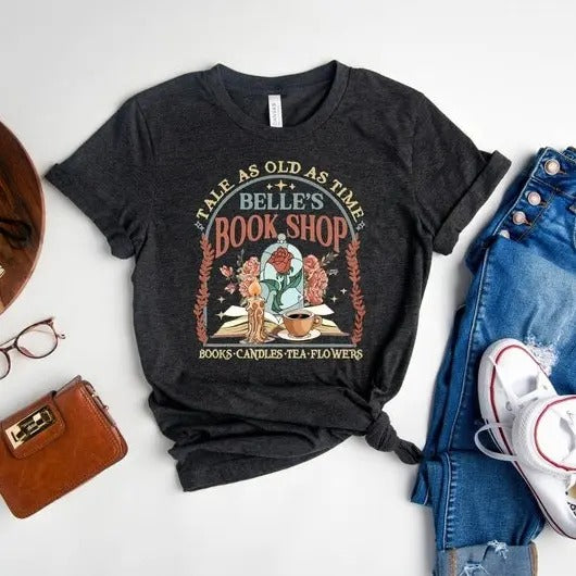 Cottagecore Cats and Books t-Shirt, Floral Vintage Aesthetic Painted Kittens and Books Pressed Flower Bookish Cat Person Tee, Womenswear Shortsleeve Crewneck Cotton Casual Top Fitstyle{n002}2