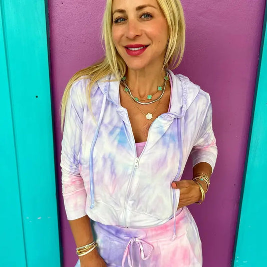 Cotton Candy Tie-Dye Zip Up Hoodie