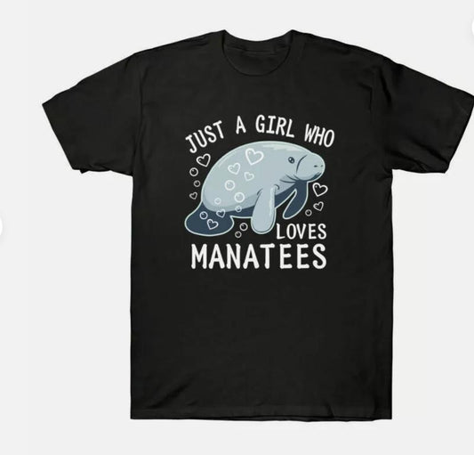 Cotton Just Men's Who A Short Sleeve Loves Manatees Funny T-Shirt Tee Girl